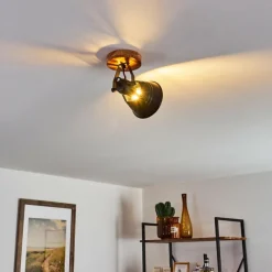 Lampes Industrielles-hofstein Plafonnier Berkeley Bois foncé, Noir, 1 lumière