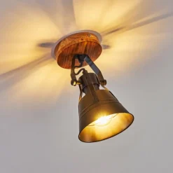 Lampes Industrielles-hofstein Plafonnier Berkeley Bois foncé, Noir, 1 lumière