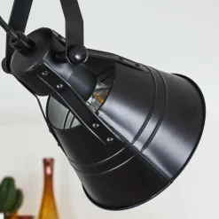 Lampes Industrielles-hofstein Plafonnier Berkeley Bois foncé, Noir, 1 lumière