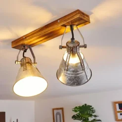 Lampes Industrielles-hofstein Plafonnier Berkeley Brun foncé, Zingué, 2 lumières