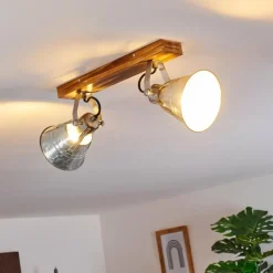 Lampes Industrielles-hofstein Plafonnier Berkeley Brun foncé, Zingué, 2 lumières