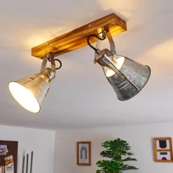 Lampes Industrielles-hofstein Plafonnier Berkeley Brun foncé, Zingué, 2 lumières