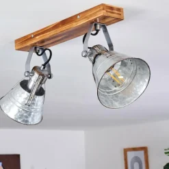 Lampes Industrielles-hofstein Plafonnier Berkeley Brun foncé, Zingué, 2 lumières