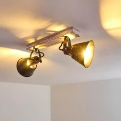 Lampes Dorées-hofstein Plafonnier Berkeley Or, Blanc, 2 lumières