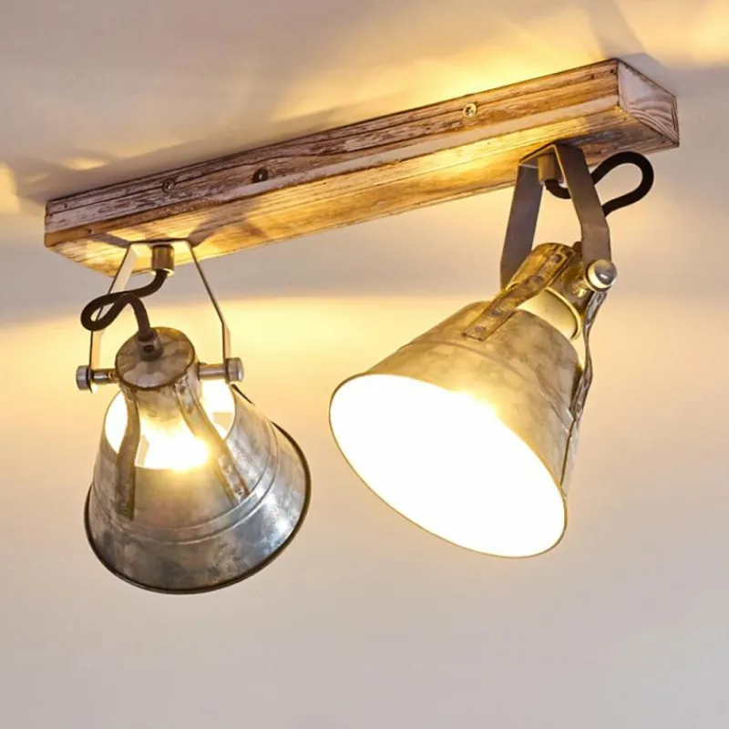 Lampes Dorées-hofstein Plafonnier Berkeley Or, Blanc, 2 lumières