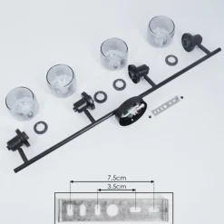 Suspension Verre Fumé-hofstein Plafonnier Betania Noir, 4 lumières