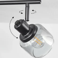 Suspension Verre Fumé-hofstein Plafonnier Betania Noir, 4 lumières