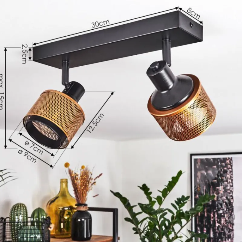 Lampes Dorées-hofstein Plafonnier Betania Noir, 4 lumières