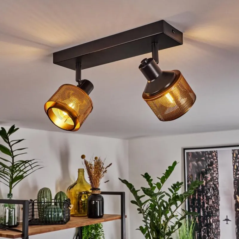 Lampes Dorées-hofstein Plafonnier Betania Noir, 4 lumières