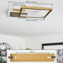 hofstein Plafonnier Bina LED Laiton, 1 lumière, Télécommandes