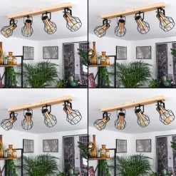 Style Boho-Chic-hofstein Plafonnier Binot Écru, Noir, 4 lumières