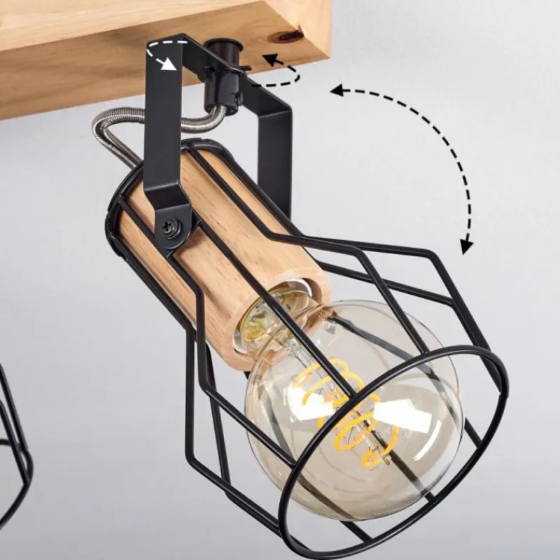 Style Boho-Chic-hofstein Plafonnier Binot Écru, Noir, 4 lumières