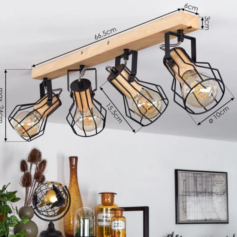 Style Boho-Chic-hofstein Plafonnier Binot Écru, Noir, 4 lumières