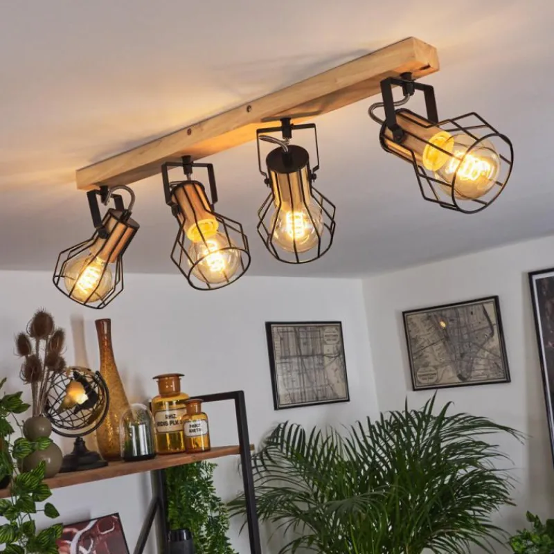 Style Boho-Chic-hofstein Plafonnier Binot Écru, Noir, 4 lumières