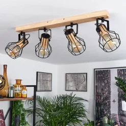 Style Boho-Chic-hofstein Plafonnier Binot Écru, Noir, 4 lumières