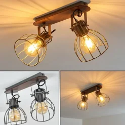 Lampes Vintages & Rétros-hofstein Plafonnier Bitterroot Brun, Bois foncé, 2 lumières