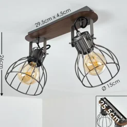 Lampes Vintages & Rétros-hofstein Plafonnier Bitterroot Brun, Bois foncé, 2 lumières