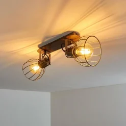 Lampes Vintages & Rétros-hofstein Plafonnier Bitterroot Brun, Bois foncé, 2 lumières