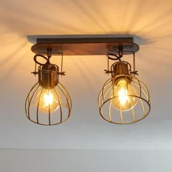 Lampes Vintages & Rétros-hofstein Plafonnier Bitterroot Brun, Bois foncé, 2 lumières