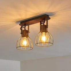 Lampes Vintages & Rétros-hofstein Plafonnier Bitterroot Brun, Bois foncé, 2 lumières