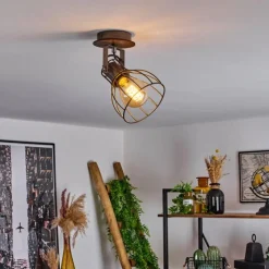 Lampes Vintages & Rétros-hofstein Plafonnier Bitterroot Brun, Bois foncé, 1 lumière