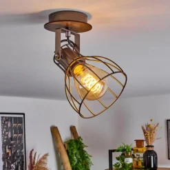 Lampes Vintages & Rétros-hofstein Plafonnier Bitterroot Brun, Bois foncé, 1 lumière