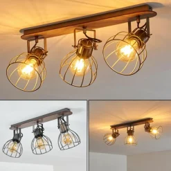 Lampes Vintages & Rétros-hofstein Plafonnier Bitterroot Gris, Bois foncé, 3 lumières