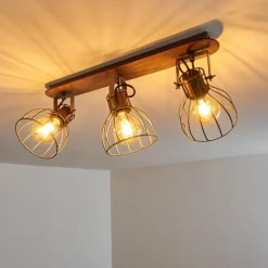 Lampes Vintages & Rétros-hofstein Plafonnier Bitterroot Gris, Bois foncé, 3 lumières