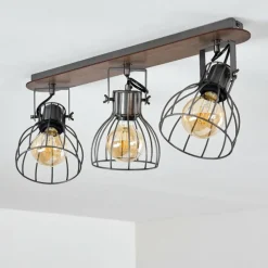 Lampes Vintages & Rétros-hofstein Plafonnier Bitterroot Gris, Bois foncé, 3 lumières