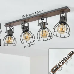 Lampes Vintages & Rétros-hofstein Plafonnier Bitterroot Gris, Bois foncé, 4 lumières