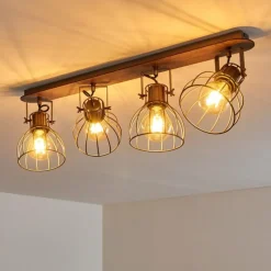 Lampes Vintages & Rétros-hofstein Plafonnier Bitterroot Gris, Bois foncé, 4 lumières