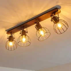 Lampes Vintages & Rétros-hofstein Plafonnier Bitterroot Gris, Bois foncé, 4 lumières