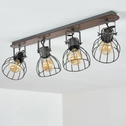 Lampes Vintages & Rétros-hofstein Plafonnier Bitterroot Gris, Bois foncé, 4 lumières