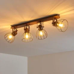 Lampes Vintages & Rétros-hofstein Plafonnier Bitterroot Gris, Bois foncé, 4 lumières