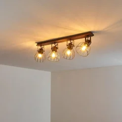 Lampes Vintages & Rétros-hofstein Plafonnier Bitterroot Gris, Bois foncé, 4 lumières