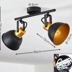 Lampes Dorées-hofstein Plafonnier Blackburn Noir doré, 2 lumières