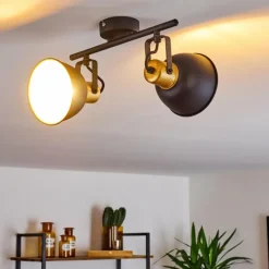 Lampes Dorées-hofstein Plafonnier Blackburn Noir doré, 2 lumières