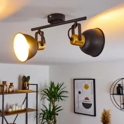 Lampes Dorées-hofstein Plafonnier Blackburn Noir doré, 2 lumières