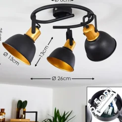 Lampes Dorées-hofstein Plafonnier Blackburn Noir doré, 3 lumières