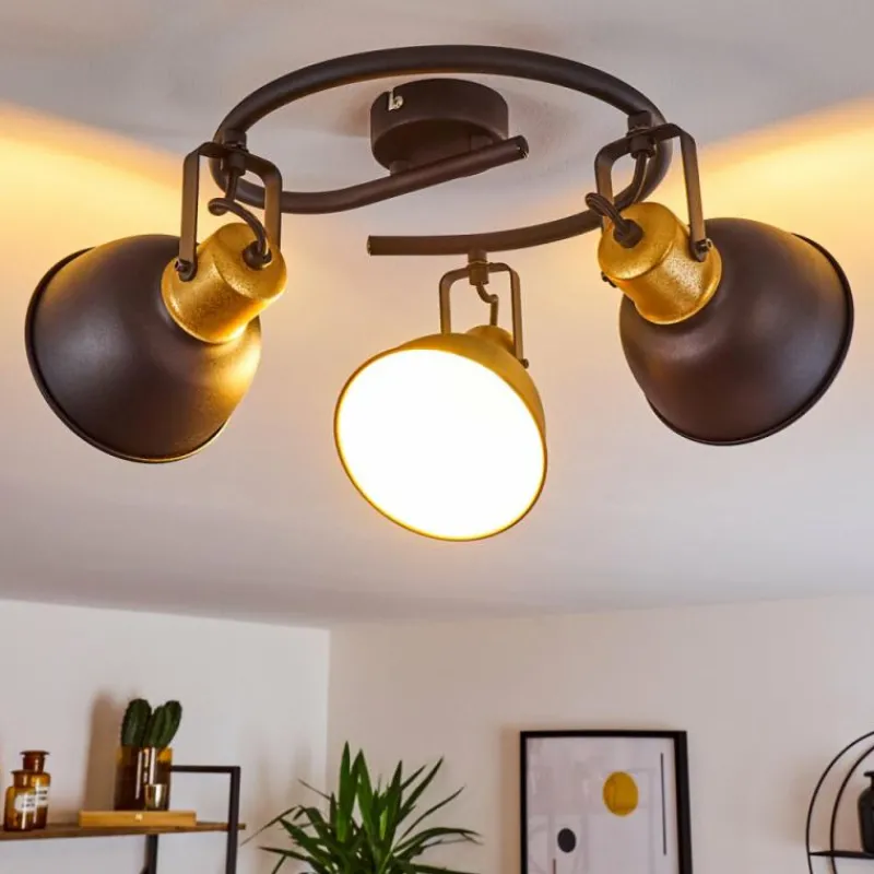 Lampes Dorées-hofstein Plafonnier Blackburn Noir doré, 3 lumières