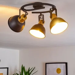 Lampes Dorées-hofstein Plafonnier Blackburn Noir doré, 3 lumières
