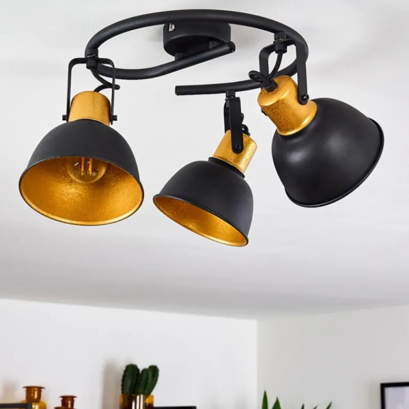 Lampes Dorées-hofstein Plafonnier Blackburn Noir doré, 3 lumières