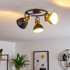 Lampes Dorées-hofstein Plafonnier Blackburn Noir doré, 3 lumières