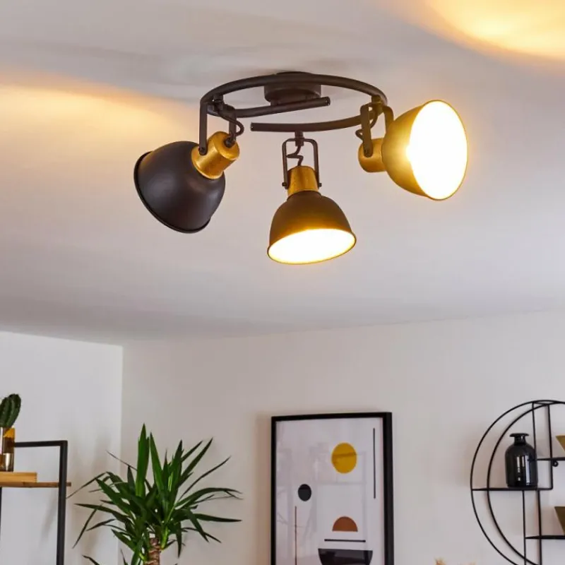 Lampes Dorées-hofstein Plafonnier Blackburn Noir doré, 3 lumières