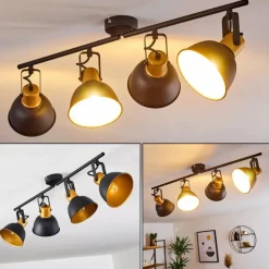 Lampes Dorées-hofstein Plafonnier Blackburn Noir doré, 4 lumières