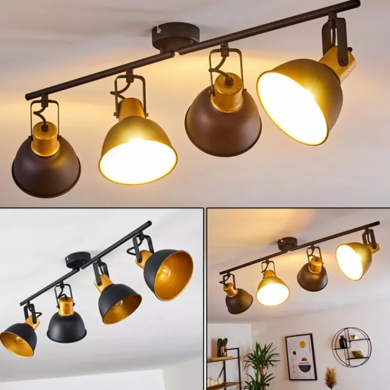 Lampes Dorées-hofstein Plafonnier Blackburn Noir doré, 4 lumières