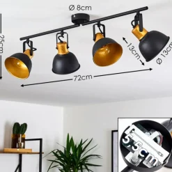 Lampes Dorées-hofstein Plafonnier Blackburn Noir doré, 4 lumières