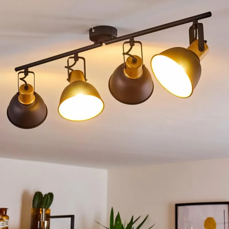 Lampes Dorées-hofstein Plafonnier Blackburn Noir doré, 4 lumières