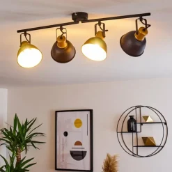 Lampes Dorées-hofstein Plafonnier Blackburn Noir doré, 4 lumières