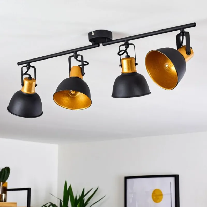 Lampes Dorées-hofstein Plafonnier Blackburn Noir doré, 4 lumières